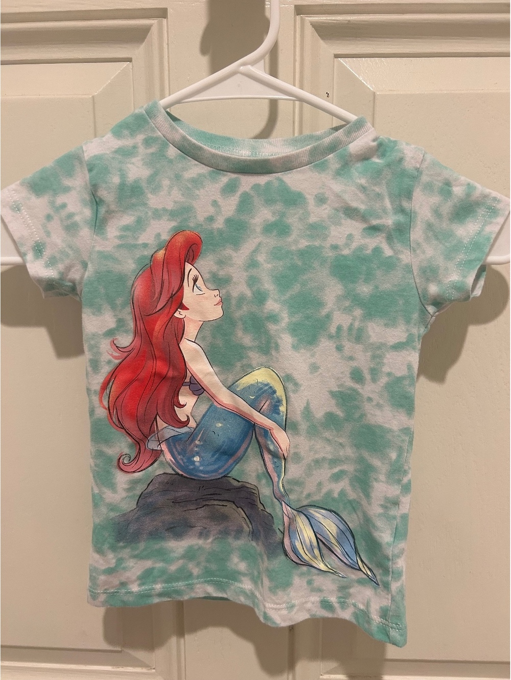 Disney Princess Ariel Little Mermaid Girls 3T Aqua Tie Dye Graphic T-Shirt